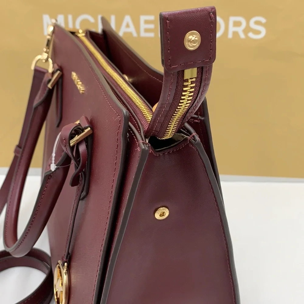 MICHAEL KORS HOPE LARGE SATCHEL MERLOT - Picture 7 of 16